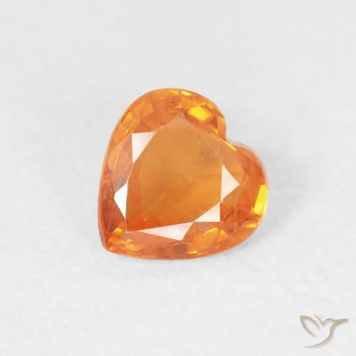 0.41ct Naturel Orange vif Saphir, Cœur, VS
