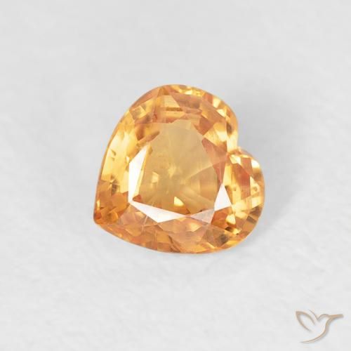 0.46ct Naturel Orange vif Saphir, Cœur, VS
