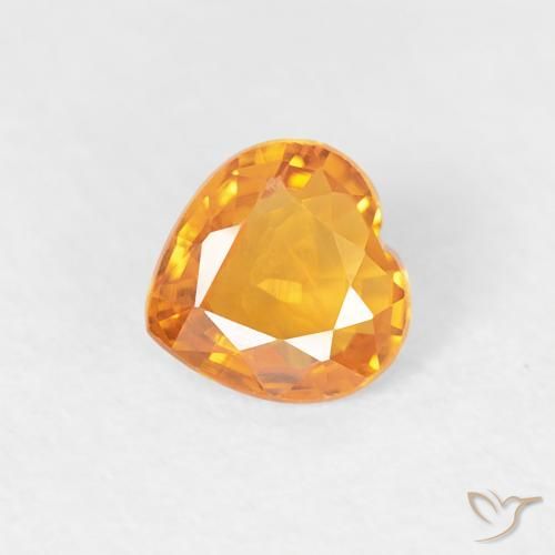 0.38ct Naturel Abricot orange Saphir, Cœur, VS