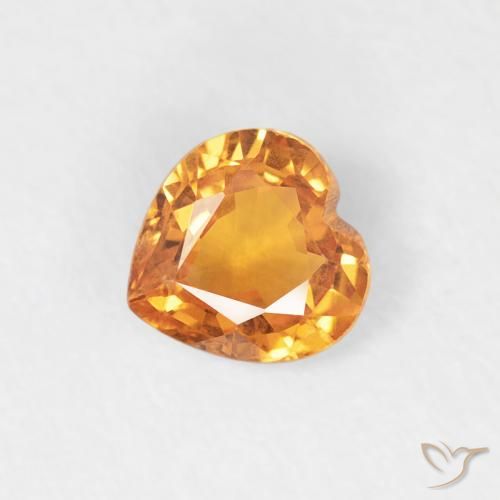 0.40ct Naturel Abricot orange Saphir, Cœur, VS