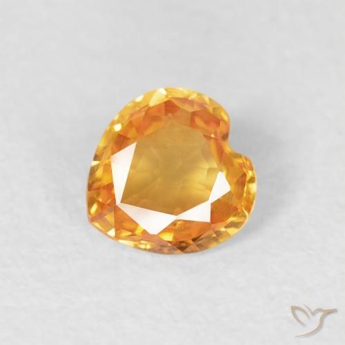 0.40ct Naturel Orange-or Saphir, Cœur, VVS