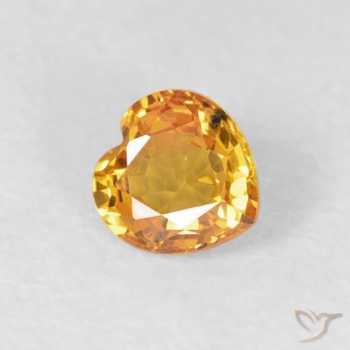 Saphir jaune de 0,44 carats à vendre, Cœur Saphir en vrac du Mozambique, Gemme naturelle, 4,5 x 4,5 mm, Photo A