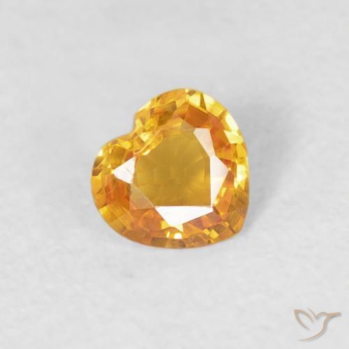 Saphir Doré-orange foncé naturelle Cœur, 0.32 ct, VVS