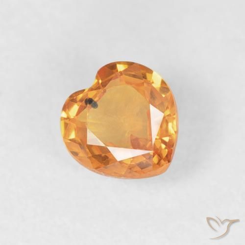 Saphir Orange vif naturelle Cœur, 0.44 ct, VVS-VS