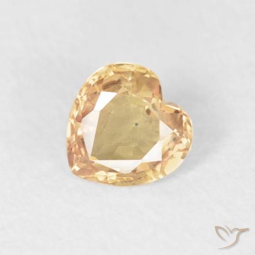 0.48ct Naturel Doré Saphir, Cœur, VVS