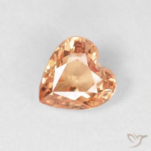 Saphir Orange clair naturelle Cœur, 0.50 ct, VVS