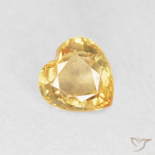 0.51ct Naturel Doré léger Saphir, Cœur, VVS