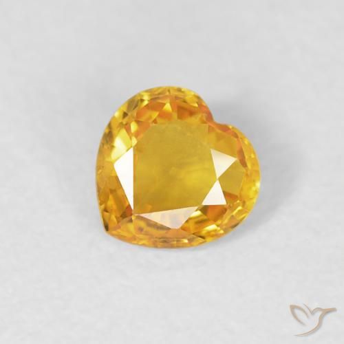 0.39ct Naturel Orange Doré Saphir, Cœur, VVS