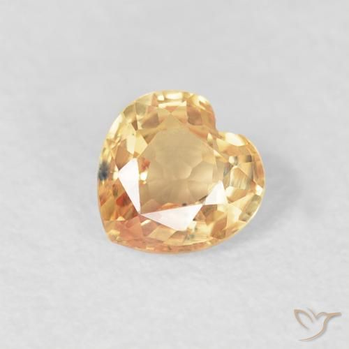 0.44ct Naturel Doré pêche léger Saphir, Cœur, VVS-VS