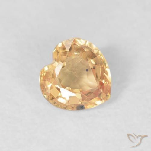 Saphir Doré pêche léger naturelle Cœur, 0.44 ct, VVS-VS