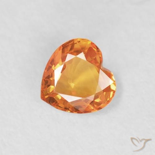 0.40ct Naturel Orange vif Saphir, Cœur, VVS