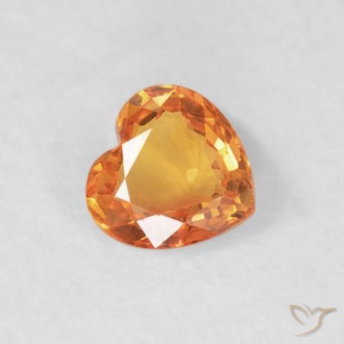 Saphir Orange vif naturelle Cœur, 0.40 ct, VVS
