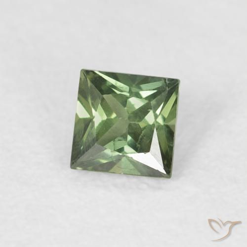 Saphir Vert moyen naturelle Carré, 0.31 ct, VS