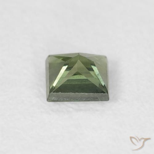Saphir Vert moyen naturelle Carré, 0.31 ct, VS