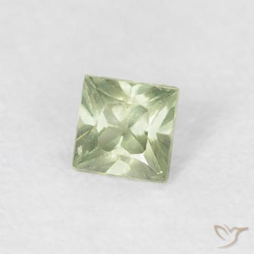 Saphir Vert sauge très clair naturelle Carré, 0.20 ct, VS