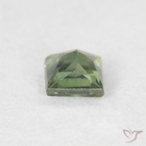 Saphir Vert foncé naturelle Carré, 0.20 ct, VS