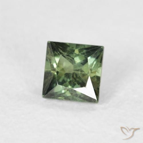 Saphir Vert foncé naturelle Carré, 0.24 ct, VS