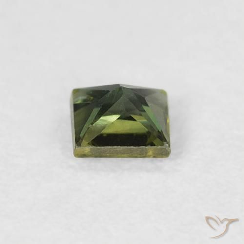 Saphir Vert terreux naturelle Carré, 0.30 ct, VS