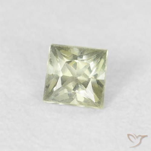 Saphir Vert chaud naturelle Carré, 0.20 ct, VS