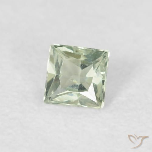Saphir Vert mousse pâle naturelle Carré, 0.20 ct, VS