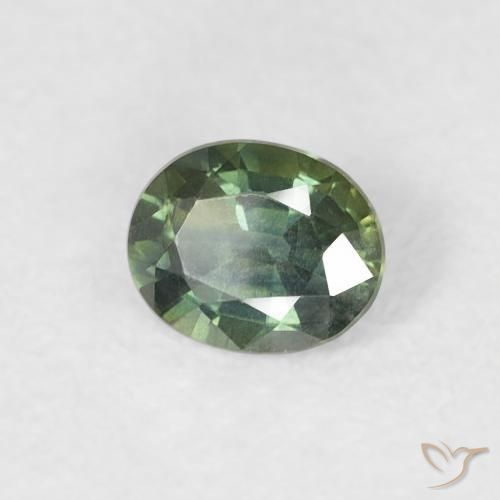 Saphir Vert forêt pâle naturelle ovale, 0.38 ct, VS