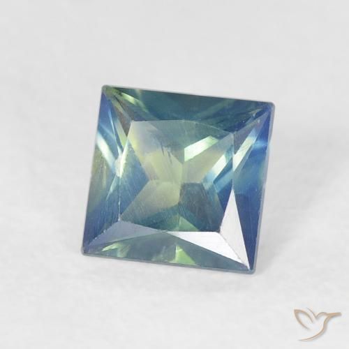 Saphir Sarcelle naturelle Carré, 0.69 ct, VS