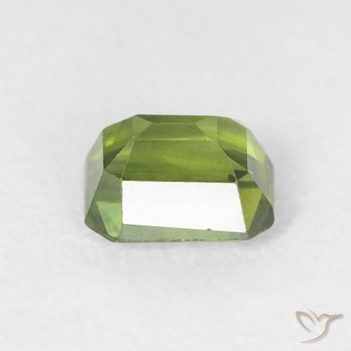 Saphir Vert chaud naturelle Octogone / coupe Émeraude, 0.69 ct, VS