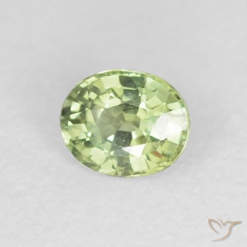 Saphir Vert vif et léger naturelle ovale, 0.51 ct, VVS