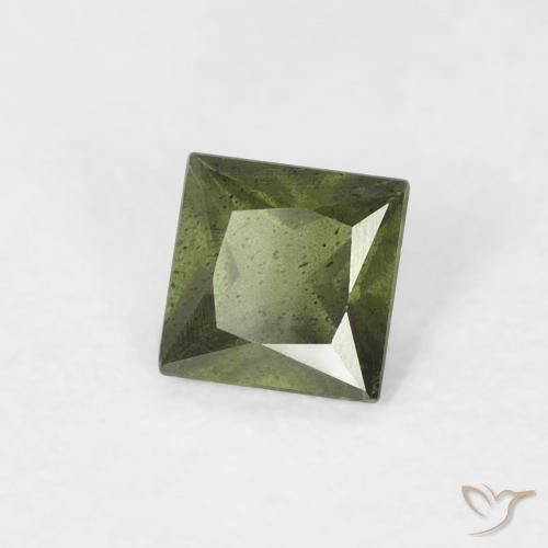 Saphir Vert foncé naturelle Carré, 0.36 ct, VS