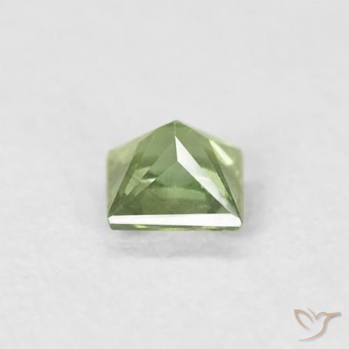 Saphir Vert chaud naturelle Carré, 0.20 ct, VS