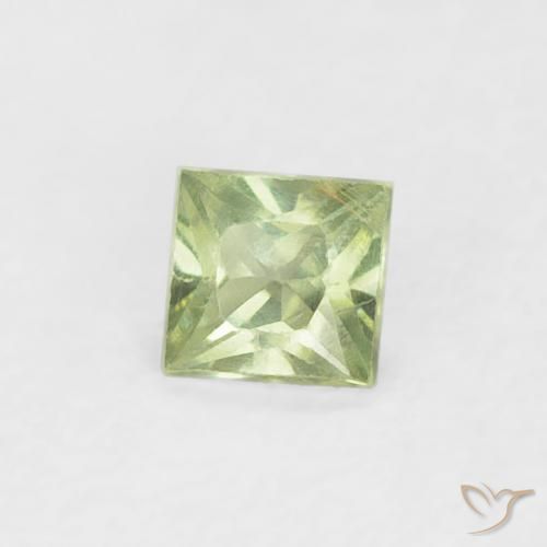 Saphir Vert citron naturelle Carré, 0.18 ct, VS