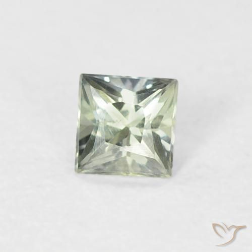 Saphir Vert pâle naturelle Carré, 0.19 ct, VS