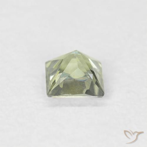 Saphir Vert pâle naturelle Carré, 0.19 ct, VS
