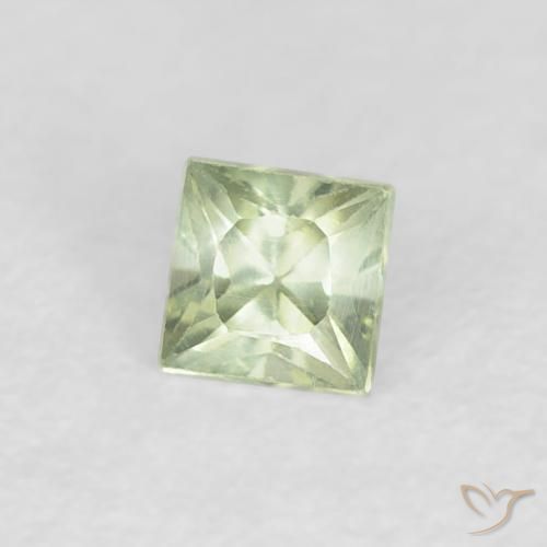 Saphir Vert très clair naturelle Carré, 0.21 ct, VVS-VS