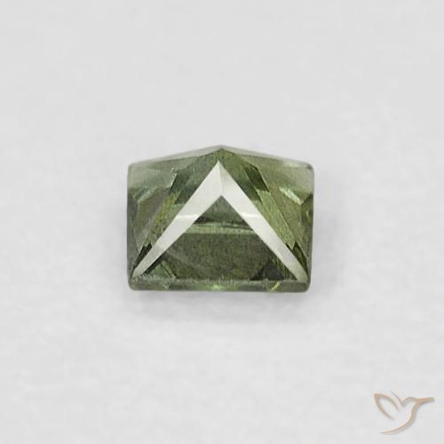 Saphir Vert moyen naturelle Carré, 0.20 ct, VS