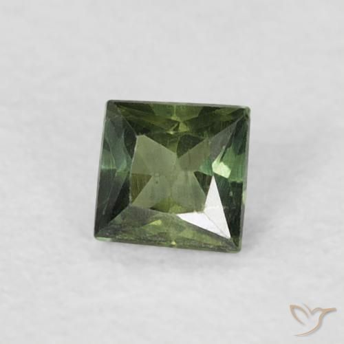 Saphir Vert foncé naturelle Carré, 0.21 ct, VS
