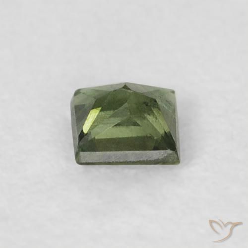 Saphir Vert foncé naturelle Carré, 0.21 ct, VS