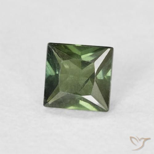 Saphir Vert foncé naturelle Carré, 0.32 ct, VS