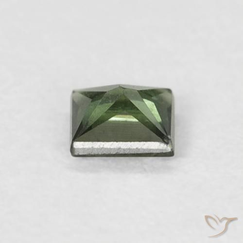 Saphir Vert foncé naturelle Carré, 0.32 ct, VS