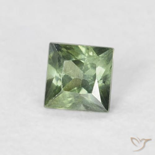 Saphir Vert forêt léger naturelle Carré, 0.21 ct, VS