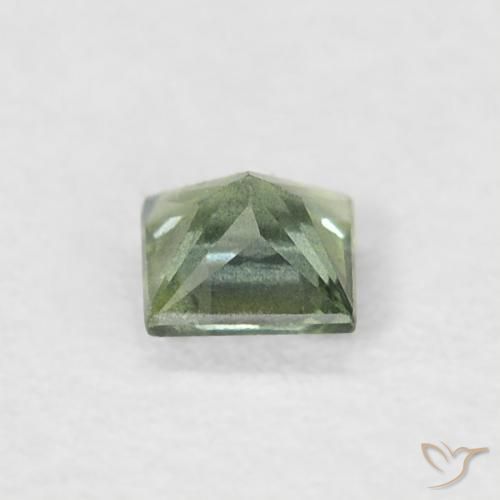 Saphir Vert forêt léger naturelle Carré, 0.21 ct, VS