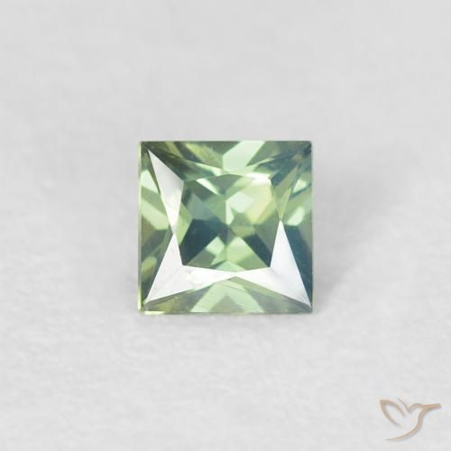 0.27ct Naturel Medium Light Green Saphir, Carré, VVS-VS, Photo A