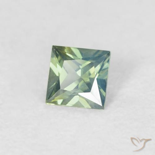 Saphir Medium Light Green naturelle Carré, 0.27 ct, VVS-VS