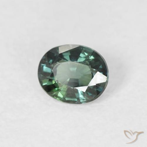 Saphir Vert grisâtre naturelle ovale, 0.31 ct, VVS-VS