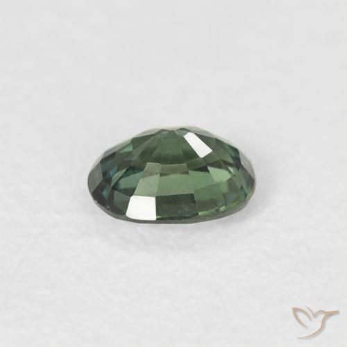 Saphir Vert grisâtre naturelle ovale, 0.31 ct, VVS-VS