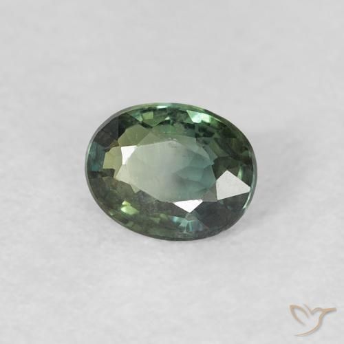 Saphir Vert grisâtre naturelle ovale, 0.35 ct, VVS-VS