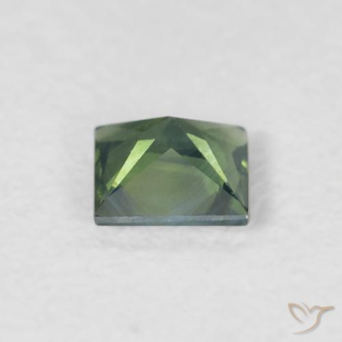 Saphir Vert jaunâtre naturelle Carré, 0.35 ct, VVS-VS