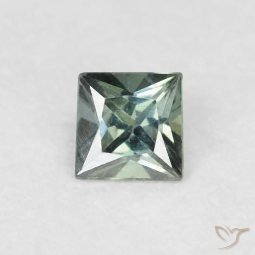 0.16ct Naturel Vert grisâtre Saphir, Carré, VVS-VS