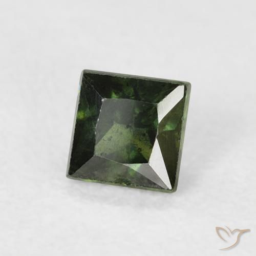 Saphir Vert frais naturelle Carré, 0.38 ct, VS