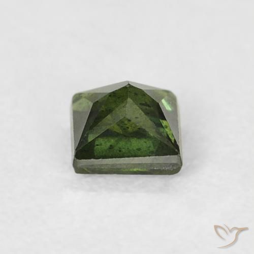 Saphir Vert frais naturelle Carré, 0.38 ct, VS